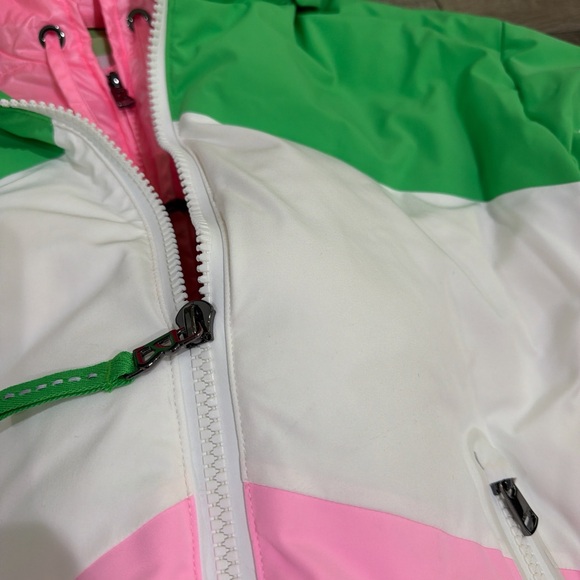 Bogner Vila quilted down ski jacket in pink and green - Picture 7 of 14
